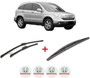 Set 3 stergatoare HONDA CR-V III (RE_) din 2006 - 2012, pentru parbriz si luneta fata si spate auto, Bosch Twin, din cauciuc siliconat rezistent, 4 Stickere Auto HONDA v4973