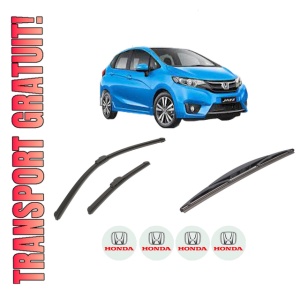 Set 3 stergatoare HONDA JAZZ IV (GK_) din 2015-2017, pentru parbriz si luneta fata si spate auto, Bosch Twin-Aerotwin Retrofit, din cauciuc siliconat rezistent, 4 Stickere Auto HONDA