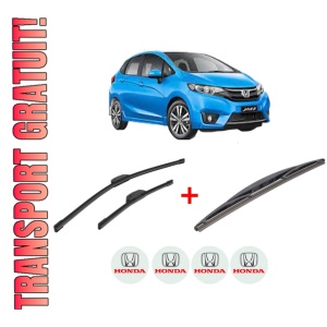 Set 3 stergatoare HONDA JAZZ IV (GK_) din 2015, pentru parbriz si luneta fata si spate auto, Bosch Twin, din cauciuc siliconat rezistent, 4 Stickere Auto HONDA