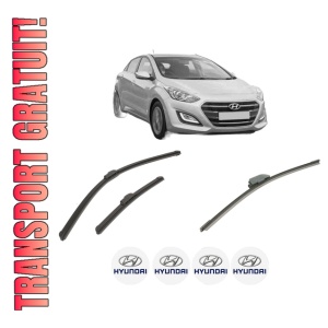 Set 3 stergatoare HYUNDAI i30 Hatchback Van (GDE) din 2015-2017, pentru parbriz si luneta fata si spate auto, Bosch Aerotwin-Aerotwin Retrofit, din cauciuc siliconat rezistent, 4 Stickere Auto HYUNDAI