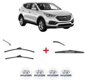 Set 3 stergatoare HYUNDAI SANTA FE IV (TM, TMA) din 2018 - 2020, pentru parbriz si luneta fata si spate auto, Valeo Silencio, din cauciuc siliconat rezistent, 4 Stickere Auto HYUNDAI v12167