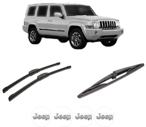 Set 3 stergatoare JEEP COMMANDER VAN (XH) din 2005-2010, pentru parbriz si luneta fata si spate auto, Bosch Twin-Aerotwin Retrofit, din cauciuc siliconat rezistent, 4 Stickere Auto JEEP - Img 2
