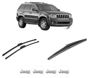 Set 3 stergatoare JEEP GRAND CHEROKEE III (WH, WK) din 2004-2011, pentru parbriz si luneta fata si spate auto, Bosch Twin-Aerotwin Retrofit, din cauciuc siliconat rezistent, 4 Stickere Auto JEEP - Img 2