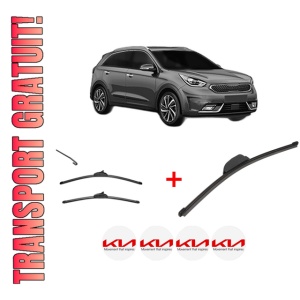 Set 3 stergatoare KIA NIRO VAN (DE) din 2016, pentru parbriz si luneta fata si spate auto, Valeo Silencio, din cauciuc siliconat rezistent, 4 Stickere Auto KIA - Img 1