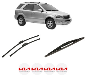 Set 3 stergatoare KIA SORENTO I VAN (JC) din 2005-2006, pentru parbriz si luneta fata si spate auto, Bosch Twin-Aerotwin Retrofit, din cauciuc siliconat rezistent, 4 Stickere Auto KIA - Img 2