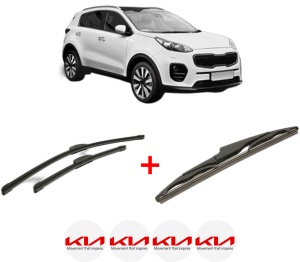 Set 3 stergatoare KIA SPORTAGE IV (QL, QLE) din 2015 - 2022, pentru parbriz si luneta fata si spate auto, Bosch Twin, din cauciuc siliconat rezistent, 4 Stickere Auto KIA v3048