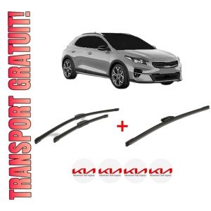 Set 3 stergatoare KIA XCEED Van (CD) din 2019 - 2020, pentru parbriz si luneta fata si spate auto, Bosch Aerotwin, din cauciuc siliconat rezistent, 4 Stickere Auto KIA