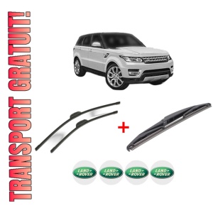 Set 3 stergatoare LAND ROVER DISCOVERY SPORT VAN (L550) din 2014, pentru parbriz si luneta fata si spate auto, Bosch Twin, din cauciuc siliconat rezistent, 4 Stickere Auto LAND ROVER