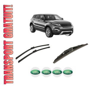 Set 3 stergatoare LAND ROVER RANGE ROVER EVOQUE (L538) din 2011-2019, pentru parbriz si luneta fata si spate auto, Bosch Twin-Aerotwin, din cauciuc siliconat rezistent, 4 Stickere Auto LAND ROVER