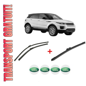 Set 3 stergatoare LAND ROVER RANGE ROVER EVOQUE (L551) din 2018, pentru parbriz si luneta fata si spate auto, Bosch Aerotwin, din cauciuc siliconat rezistent, 4 Stickere Auto LAND ROVER