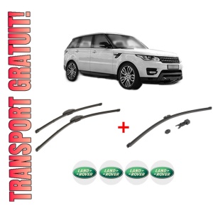 Set 3 stergatoare LAND ROVER RANGE ROVER SPORT II (L494) din 2013 - 2022, pentru parbriz si luneta fata si spate auto, Valeo HydroConnect, din cauciuc siliconat rezistent, 4 Stickere Auto LAND ROVER