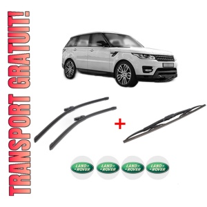 Set 3 stergatoare LAND ROVER RANGE ROVER SPORT II (L494) din 2013 - 2022, pentru parbriz si luneta fata si spate auto, Bosch Twin, din cauciuc siliconat rezistent, 4 Stickere Auto LAND ROVER