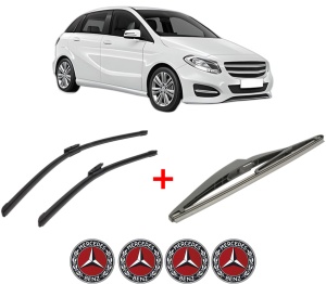 Set 3 stergatoare MERCEDES-BENZ B-CLASS Sports Tourer (W246, W242) din 2011 - 2018, pentru parbriz si luneta fata si spate auto, Bosch Twin, din cauciuc siliconat rezistent, 4 Stickere Auto MERCEDES-BENZ v7433