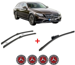 Set 3 stergatoare MERCEDES-BENZ E-CLASS All-Terrain (S213) din 2017 - 2023, pentru parbriz si luneta fata si spate auto, Bosch Aerotwin, din cauciuc siliconat rezistent, 4 Stickere Auto MERCEDES-BENZ v6173
