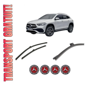 Set 3 stergatoare MERCEDES-BENZ GLA (H247) din 2020-2023, pentru parbriz si luneta fata si spate auto, Bosch Aerotwin-Aerotwin, din cauciuc siliconat rezistent, 4 Stickere Auto MERCEDES-BENZ
