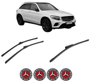 Set 3 stergatoare MERCEDES-BENZ GLC (X253) din 2015-2022, pentru parbriz si luneta fata si spate auto, Bosch Aerotwin-Aerotwin, din cauciuc siliconat rezistent, 4 Stickere Auto MERCEDES-BENZ - Img 2