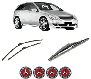 Set 3 stergatoare MERCEDES-BENZ R-CLASS (W251, V251) din 2005-2014, pentru parbriz si luneta fata si spate auto, Bosch Twin-Aerotwin, din cauciuc siliconat rezistent, 4 Stickere Auto MERCEDES-BENZ - Img 2