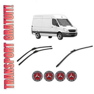 Set 3 stergatoare MERCEDES-BENZ SPRINTER 3,5-t Van (B906) din 2006-2018, pentru parbriz si luneta fata si spate auto, Bosch Aerotwin-Aerotwin, din cauciuc siliconat rezistent, 4 Stickere Auto MERCEDES-BENZ