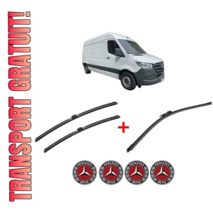 Set 3 stergatoare MERCEDES-BENZ SPRINTER 3-t Van (B910) din 2018 - 2025, pentru parbriz si luneta fata si spate auto, Bosch Aerotwin, din cauciuc siliconat rezistent, 4 Stickere Auto MERCEDES-BENZ