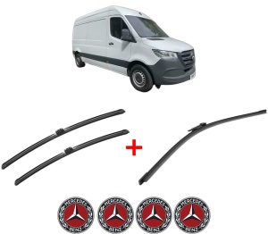 Set 3 stergatoare MERCEDES-BENZ SPRINTER 3-t Van (B910) din 2018 - 2025, pentru parbriz si luneta fata si spate auto, Bosch Aerotwin, din cauciuc siliconat rezistent, 4 Stickere Auto MERCEDES-BENZ v7073