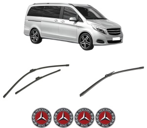 Set 3 stergatoare MERCEDES-BENZ VITO Mixto (Double Cabin) (W447) din 2014-2021, pentru parbriz si luneta fata si spate auto, Bosch Aerotwin-Aerotwin, din cauciuc siliconat rezistent, 4 Stickere Auto MERCEDES-BENZ - Img 2