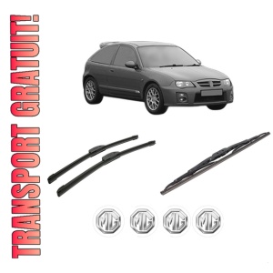 Set 3 stergatoare MG MG ZR din 2001-2005, pentru parbriz si luneta fata si spate auto, Bosch Twin-Aerotwin Retrofit, din cauciuc siliconat rezistent, 4 Stickere Auto MG