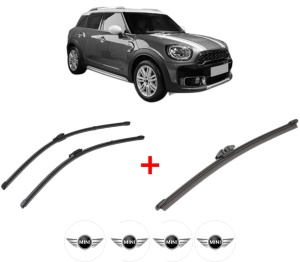Set 3 stergatoare MINI MINI COUNTRYMAN (F60) din 2016 - 2019, pentru parbriz si luneta fata si spate auto, Valeo Silencio, din cauciuc siliconat rezistent, 4 Stickere Auto MINI v12952