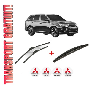 Set 3 stergatoare MITSUBISHI OUTLANDER III Van (GF_W, GG_W) din 2013, pentru parbriz si luneta fata si spate auto, Bosch Twin, din cauciuc siliconat rezistent, 4 Stickere Auto MITSUBISHI
