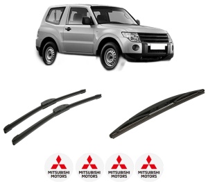 Set 3 stergatoare MITSUBISHI PAJERO IV (V8_W, V9_W) din 2006-2016, pentru parbriz si luneta fata si spate auto, Bosch Twin-Aerotwin Retrofit, din cauciuc siliconat rezistent, 4 Stickere Auto MITSUBISHI - Img 2