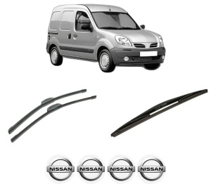 Set 3 stergatoare NISSAN KUBISTAR Van (X76) din 2003-2009, pentru parbriz si luneta fata si spate auto, Bosch Twin-Aerotwin Retrofit, din cauciuc siliconat rezistent, 4 Stickere Auto NISSAN - Img 2