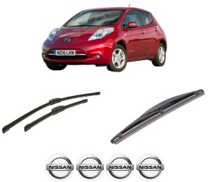Set 3 stergatoare NISSAN LEAF (ZE0) din 2010-2017, pentru parbriz si luneta fata si spate auto, Bosch Twin-Aerotwin Retrofit, din cauciuc siliconat rezistent, 4 Stickere Auto NISSAN - Img 2