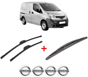 Set 3 stergatoare NISSAN NV200 Van din 2010 - 2013, pentru parbriz si luneta fata si spate auto, Bosch Twin, din cauciuc siliconat rezistent, 4 Stickere Auto NISSAN v4858