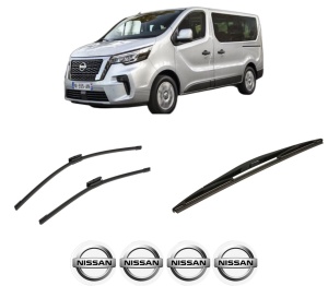 Set 3 stergatoare NISSAN PRIMASTAR Bus (X82) din 2021, pentru parbriz si luneta fata si spate auto, Bosch Twin-Aerotwin Multi, din cauciuc siliconat rezistent, 4 Stickere Auto NISSAN - Img 2