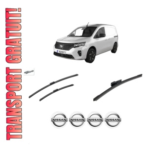 Set 3 stergatoare NISSAN TOWNSTAR EVALIA MPV (XFK) din 2024, pentru parbriz si luneta fata si spate auto, Bosch Aerotwin-Aerotwin, din cauciuc siliconat rezistent, 4 Stickere Auto NISSAN