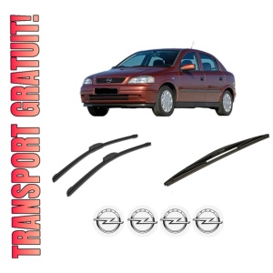 Set 3 stergatoare OPEL ASTRA G CLASSIC (T98) din 2004-2009, pentru parbriz si luneta fata si spate auto, Bosch Twin-Aerotwin Retrofit, din cauciuc siliconat rezistent, 4 Stickere Auto OPEL