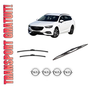 Set 3 stergatoare OPEL INSIGNIA B Sports Tourer (Z18) din 2017-2020, pentru parbriz si luneta fata si spate auto, Bosch Twin-Aerotwin, din cauciuc siliconat rezistent, 4 Stickere Auto OPEL