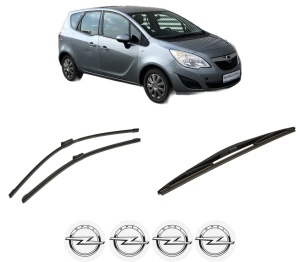 Set 3 stergatoare OPEL MERIVA B VAN (S10) din 2013-2017, pentru parbriz si luneta fata si spate auto, Bosch Twin-Aerotwin, din cauciuc siliconat rezistent, 4 Stickere Auto OPEL - Img 2