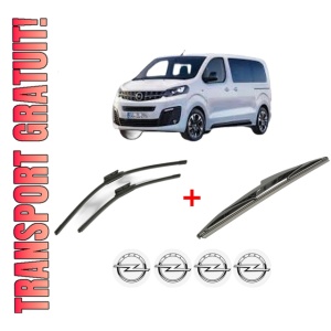 Set 3 stergatoare OPEL VIVARO C Van (K0) din 2019 - 2024, pentru parbriz si luneta fata si spate auto, Bosch Twin, din cauciuc siliconat rezistent, 4 Stickere Auto OPEL