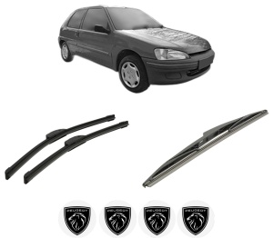Set 3 stergatoare PEUGEOT 106 Van II Hatchback Van (1S_) din 1996-2001, pentru parbriz si luneta fata si spate auto, Bosch Twin-Aerotwin Retrofit, din cauciuc siliconat rezistent, 4 Stickere Auto PEUGEOT - Img 2