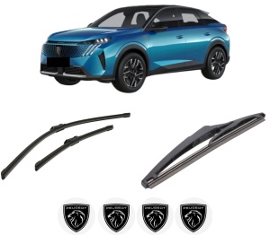 Set 3 stergatoare PEUGEOT 3008 III (KA_, KB_, KC_) din 2023-2024, pentru parbriz si luneta fata si spate auto, Bosch Twin-Aerotwin, din cauciuc siliconat rezistent, 4 Stickere Auto PEUGEOT - Img 2