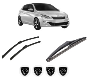 Set 3 stergatoare PEUGEOT 308 Hatchback Van (LB_) din 2015-2021, pentru parbriz si luneta fata si spate auto, Bosch Twin-Aerotwin, din cauciuc siliconat rezistent, 4 Stickere Auto PEUGEOT - Img 2