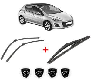 Set 3 stergatoare PEUGEOT 308 I (4A_, 4C_) din 2007 - 2015, pentru parbriz si luneta fata si spate auto, Valeo Silencio, din cauciuc siliconat rezistent, 4 Stickere Auto PEUGEOT v14332
