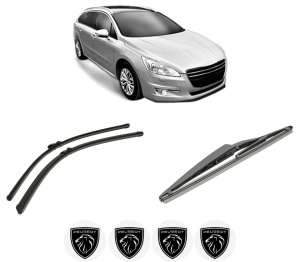 Set 3 stergatoare PEUGEOT 508 SW Estate Van (8E_) din 2011-2018, pentru parbriz si luneta fata si spate auto, Bosch Twin-Aerotwin, din cauciuc siliconat rezistent, 4 Stickere Auto PEUGEOT - Img 2