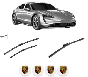 Set 3 stergatoare PORSCHE TAYCAN Sport Turismo (Y1C) din 2021-2024, pentru parbriz si luneta fata si spate auto, Bosch Aerotwin-Aerotwin, din cauciuc siliconat rezistent, 4 Stickere Auto PORSCHE - Img 2