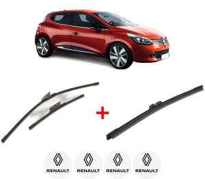 Set 3 stergatoare RENAULT CLIO IV Grandtour (KH_) din 2012 - 2021, pentru parbriz si luneta fata si spate auto, Bosch Aerotwin, din cauciuc siliconat rezistent, 4 Stickere Auto RENAULT v6893