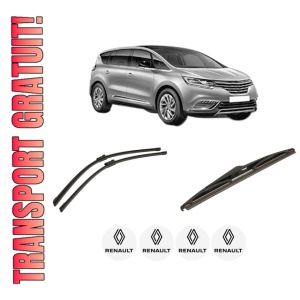 Set 3 stergatoare RENAULT ESPACE V (JR_) din 2015-2023, pentru parbriz si luneta fata si spate auto, Bosch Twin-Aerotwin, din cauciuc siliconat rezistent, 4 Stickere Auto RENAULT