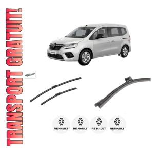 Set 3 stergatoare RENAULT KANGOO III Box Body/MPV din 2021-2022, pentru parbriz si luneta fata si spate auto, Bosch Aerotwin-Aerotwin, din cauciuc siliconat rezistent, 4 Stickere Auto RENAULT