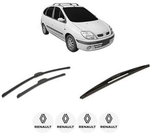 Set 3 stergatoare RENAULT SCENIC I VAN (FA0_, JA0/1_) din 1999-2001, pentru parbriz si luneta fata si spate auto, Bosch Twin-Aerotwin Retrofit, din cauciuc siliconat rezistent, 4 Stickere Auto RENAULT - Img 2