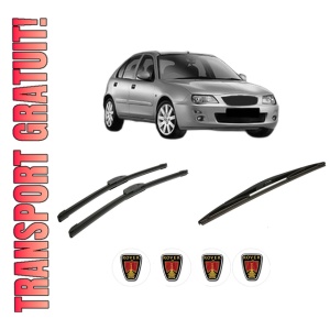 Set 3 stergatoare ROVER 25 I Hatchback (RF) din 1999-2005, pentru parbriz si luneta fata si spate auto, Bosch Twin-Aerotwin Retrofit, din cauciuc siliconat rezistent, 4 Stickere Auto ROVER