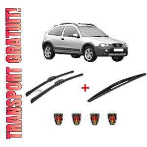 Set 3 stergatoare ROVER STREETWISE Hatchback din 2003 - 2005, pentru parbriz si luneta fata si spate auto, Bosch Twin, din cauciuc siliconat rezistent, 4 Stickere Auto ROVER